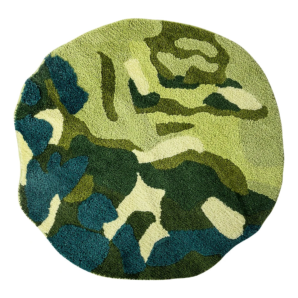 3D Round Green Moss Tufted Rug for Home Decor