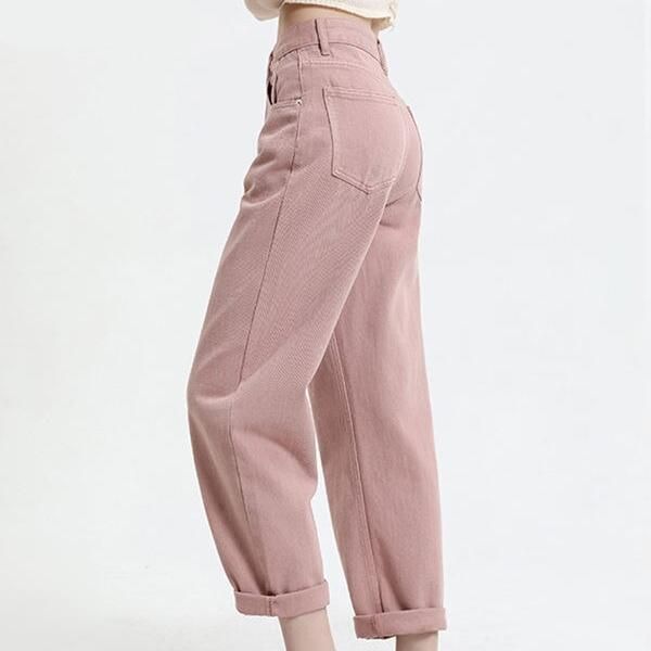 High Waist Pink Harem Jeans for Women