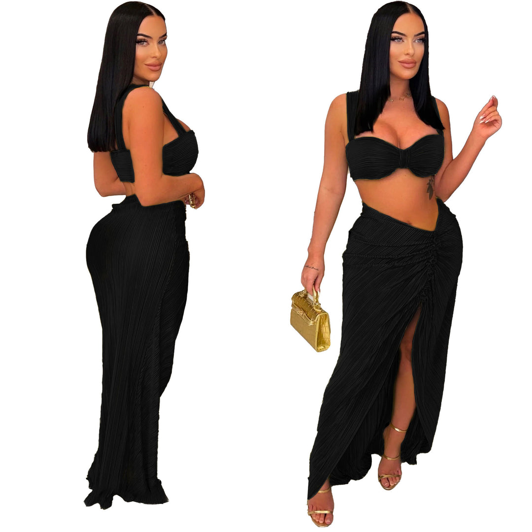 Strap Split Dress Two-piece Set Nightclub Uniforms