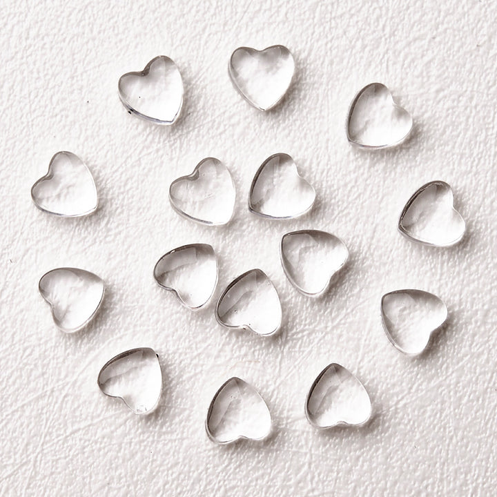 100pcs 3D Transparent Heart Charms for Nail Art Decoration