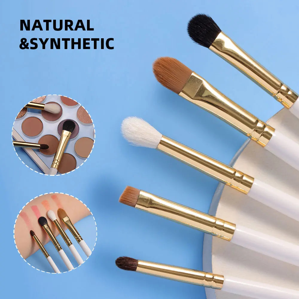 White Eyeshadow Brush Set – Soft Natural Goat Hair Makeup Brushes