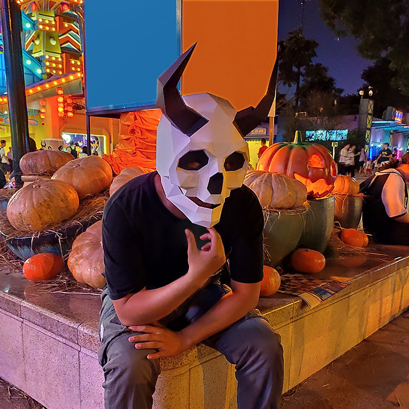 DIY Horned-Skull Paper Mask Kit
