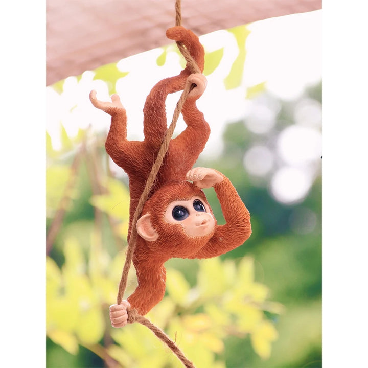 Charming Resin Squirrel and Monkey Swing Ornaments for Garden Decor