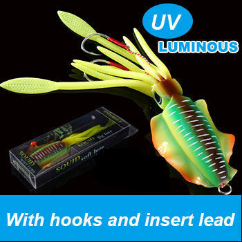 UVluminous Bionic Squid Fishing Lure Deep Sea Boat Fishing Bait