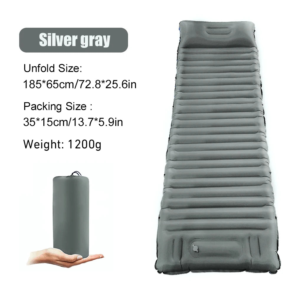 Ultralight Inflatable Camping Mattress with Pillow and Built-in Pump