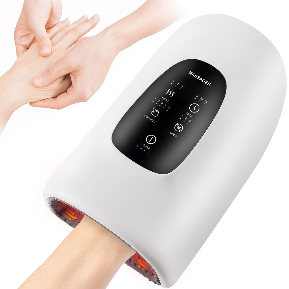 Electric Hand Massager with Air Compression, Acupoint Kneading & Hot Compress