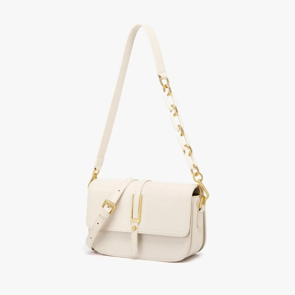 Elegant White Leather Crossbody & Shoulder Bag for Women