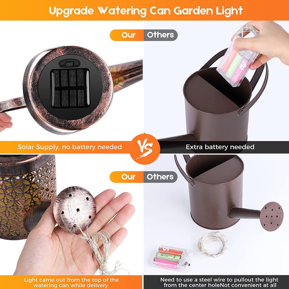 Solar LED Watering Can Light with Cascading Lights