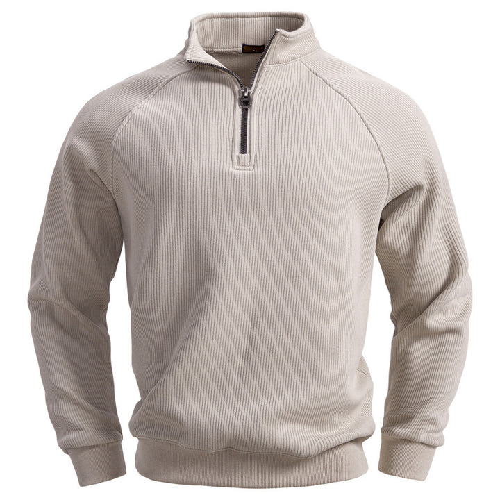 European And American Half Zipper Sweater Stand-up Collar All-match Fleece Men's Sweater Top