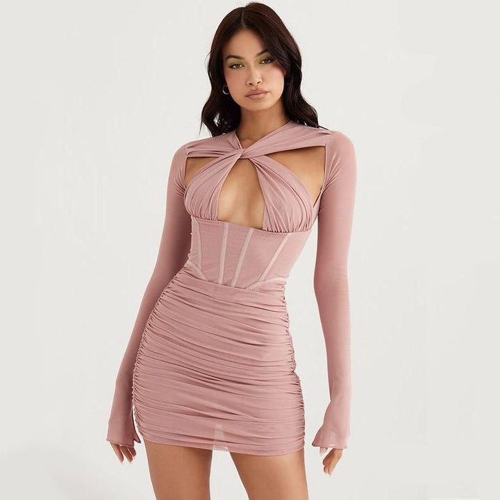 Sexy Hollow-Out Bodycon Mini Dress for Women