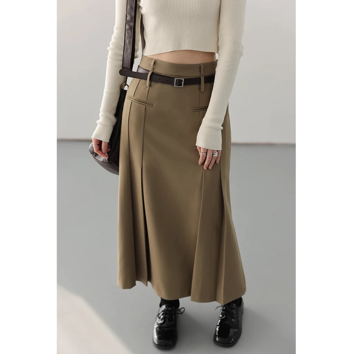 High Waist Pleated A-Line Skirt for Women