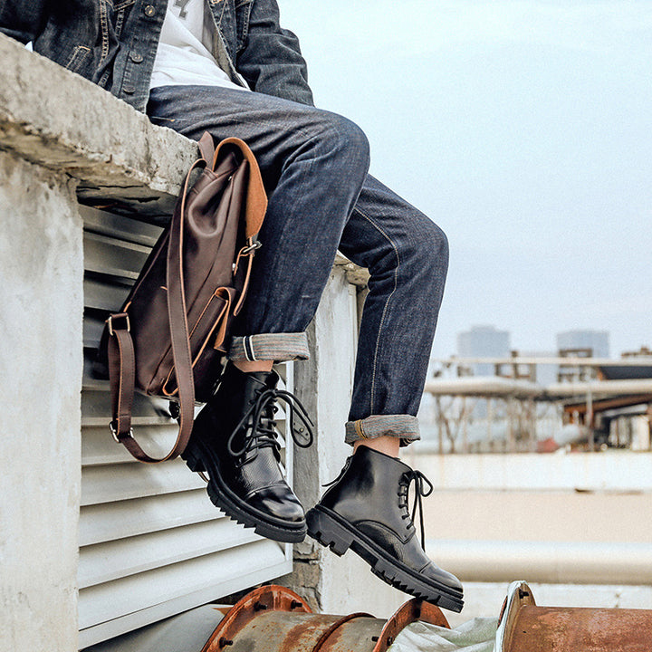 Vintage Leather Ankle Boots for Men