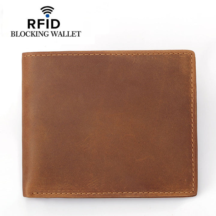 RFID Leather Bifold Retro Men's Wallet