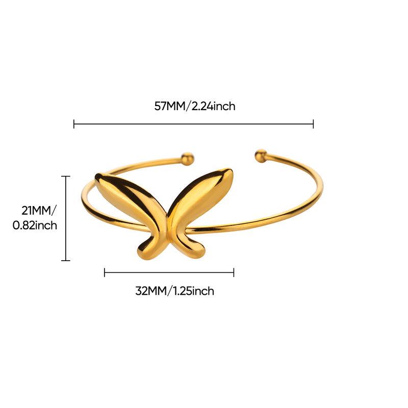 Delicate Butterfly Cuff Bracelet - Trendy Gold Stainless Steel Bangle