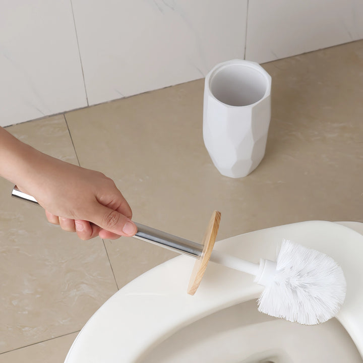 Eco-Friendly Resin Toilet Brush with Non-Slip Handle and Base