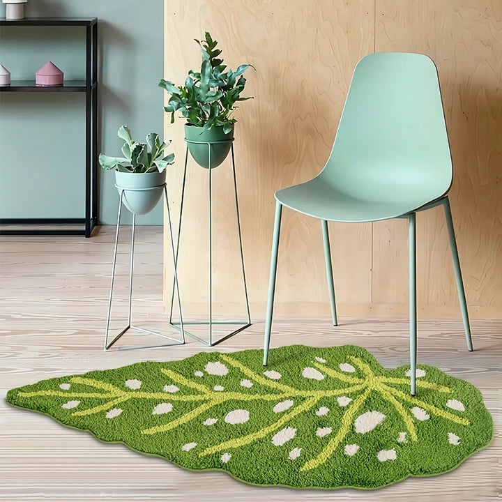 Irregular Plush Spotted Begonia Leaf Area Rug for Living Room