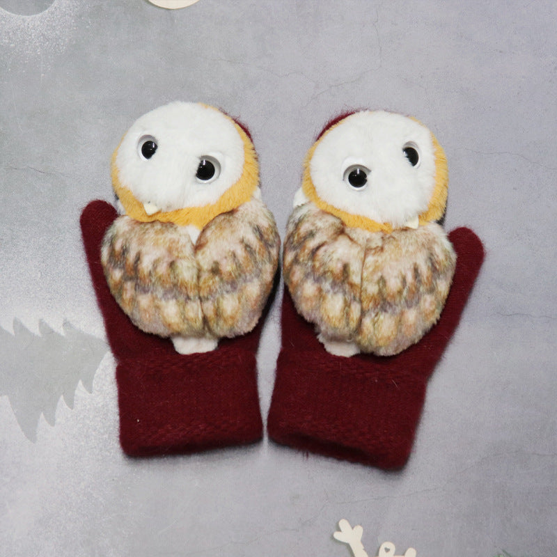 Winter Women's Plush Cartoon Animal Gloves