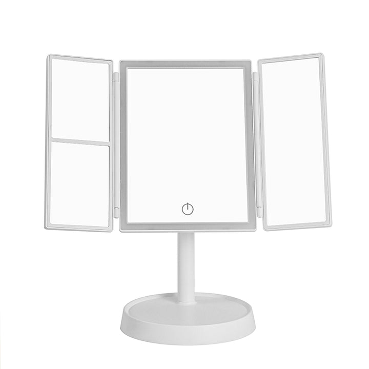 Foldable LED Makeup Mirror with 3 Tone Lights and Magnification