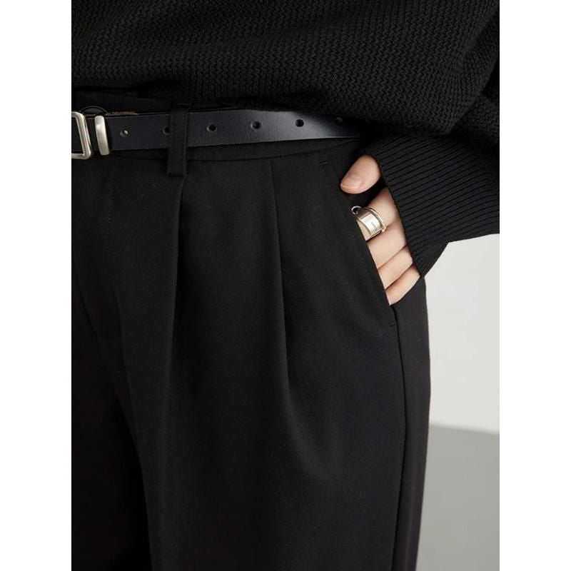 Korean High Waist Pleated Casual Trousers for Women