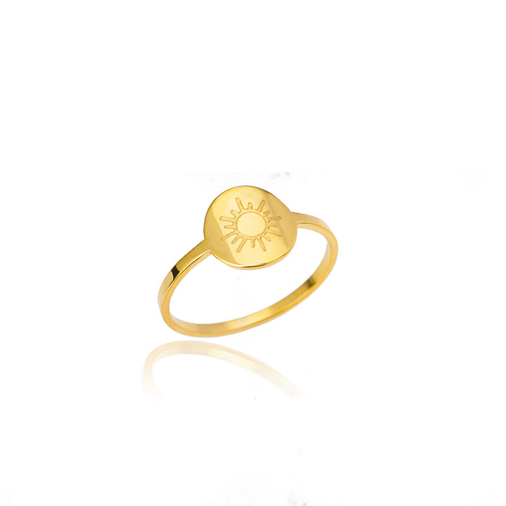 Round Gold Stainless Steel Sun Rings for Women