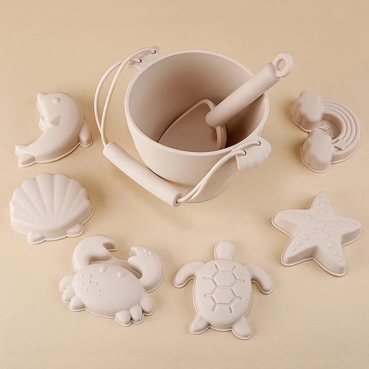 8-Piece Eco-Friendly Silicone Beach Playset for Children