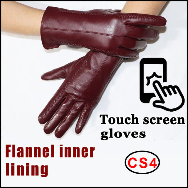 Women's Sheepskin Gloves Winter Warmth Plus Velvet Short Thi