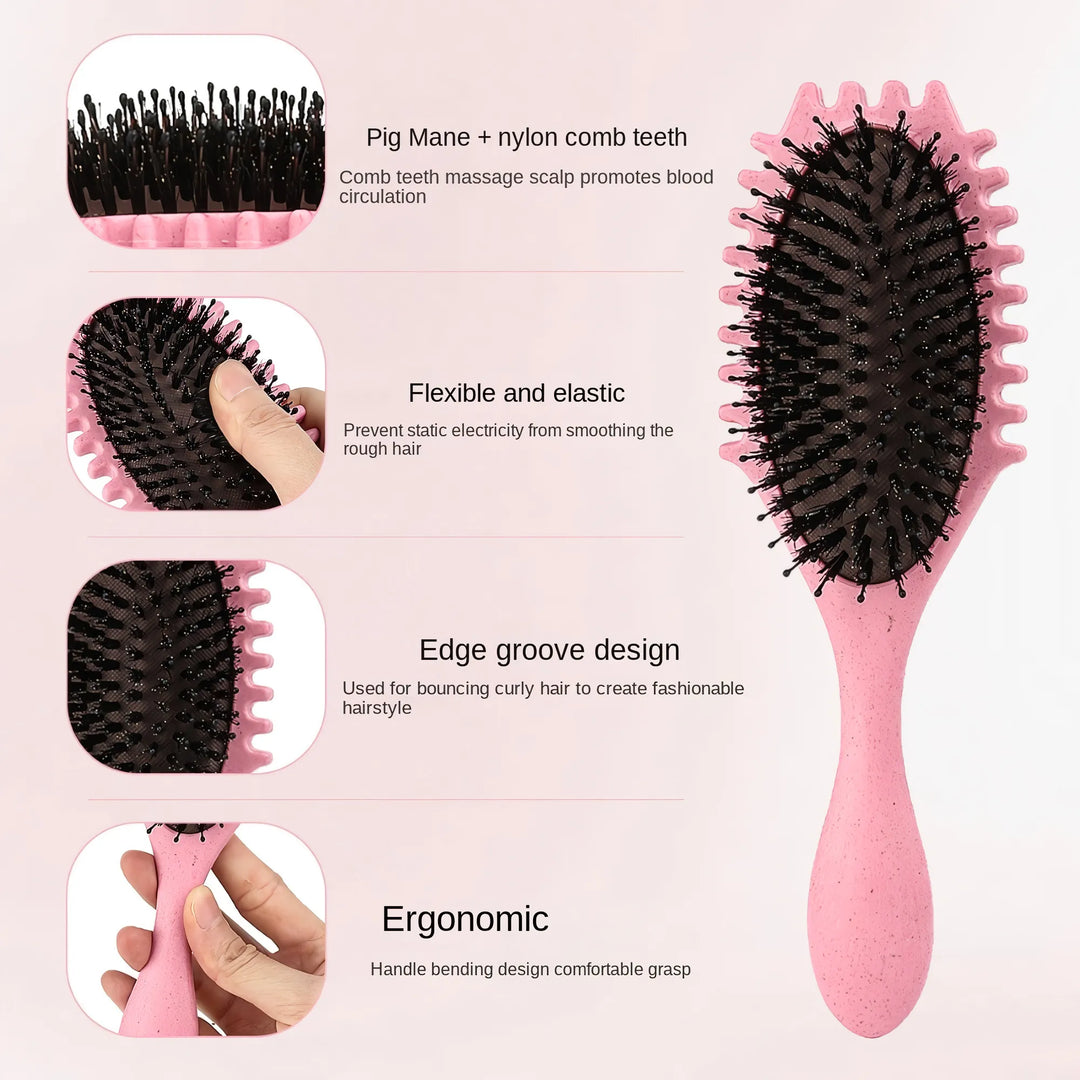 Boar Bristle Curl Defining Detangling Hair Brush