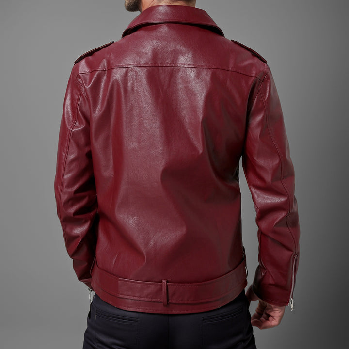 Slim-fit Lapel Leather Jacket