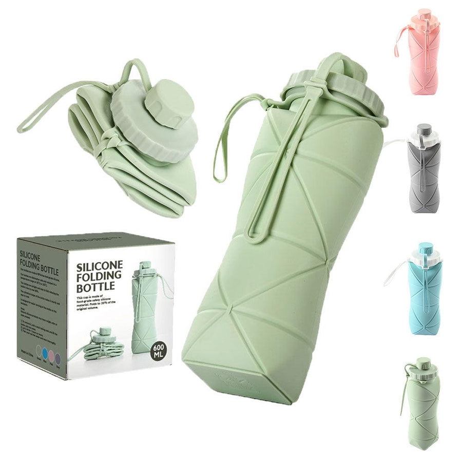600ml Folding Silicone Water Bottle Sports Water Bottle Outdoor Travel Portable Water Cup Running Riding Camping Hiking Kettle - Trendha