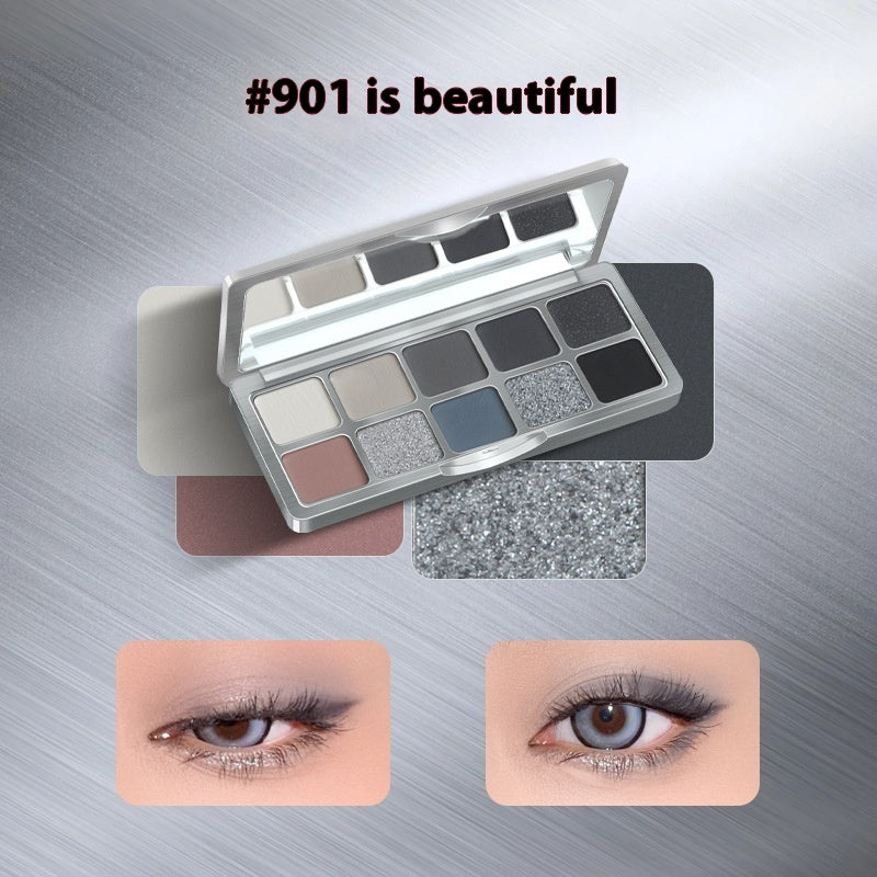 Ten Color Eyeshadow Matte Thin And Glittering Blue Eye Shadow Plate