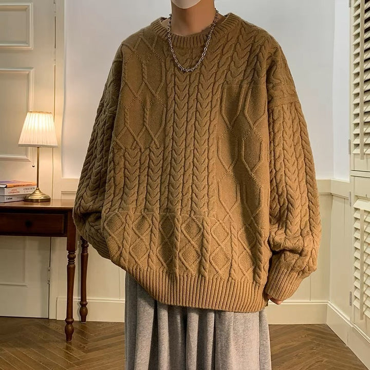 Cable-knit Sweater Men's Japanese Trendy