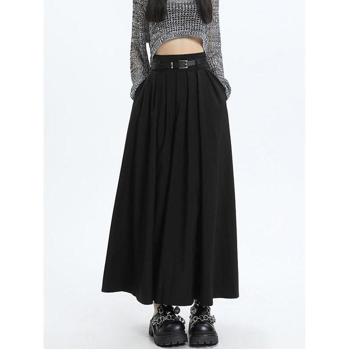Elegant Autumn Ankle-Length Pleated Maxi Skirt