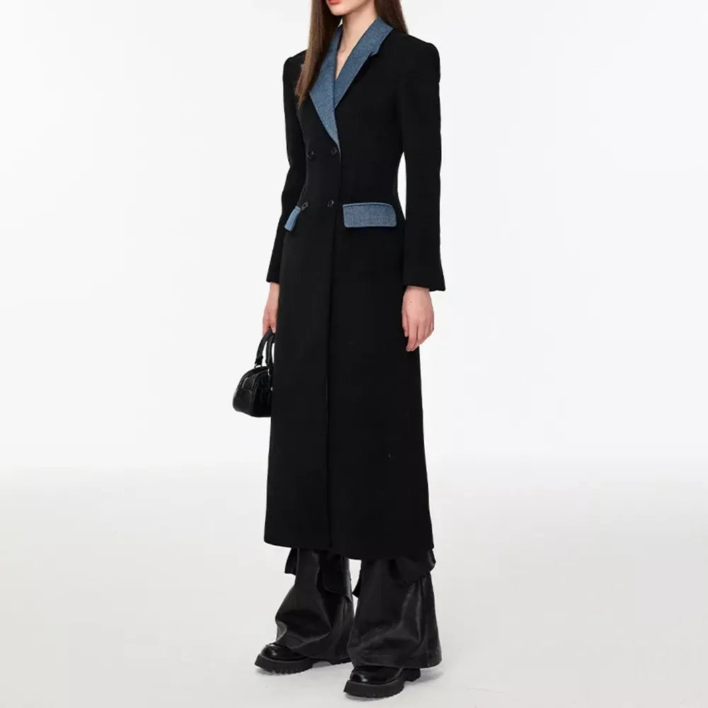 Double Breasted Trench Coat Contrasting Colors