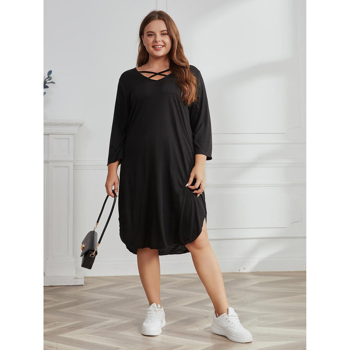 Fashion Casual Loose Long Sleeve Plus Size Dress Women