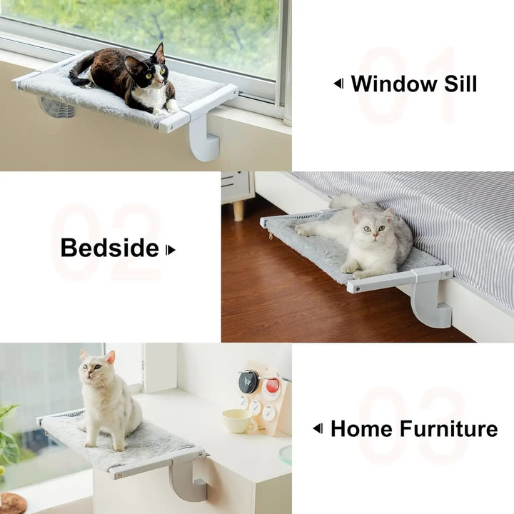 Adjustable Cat Window Bed with 2-Sided Cushion