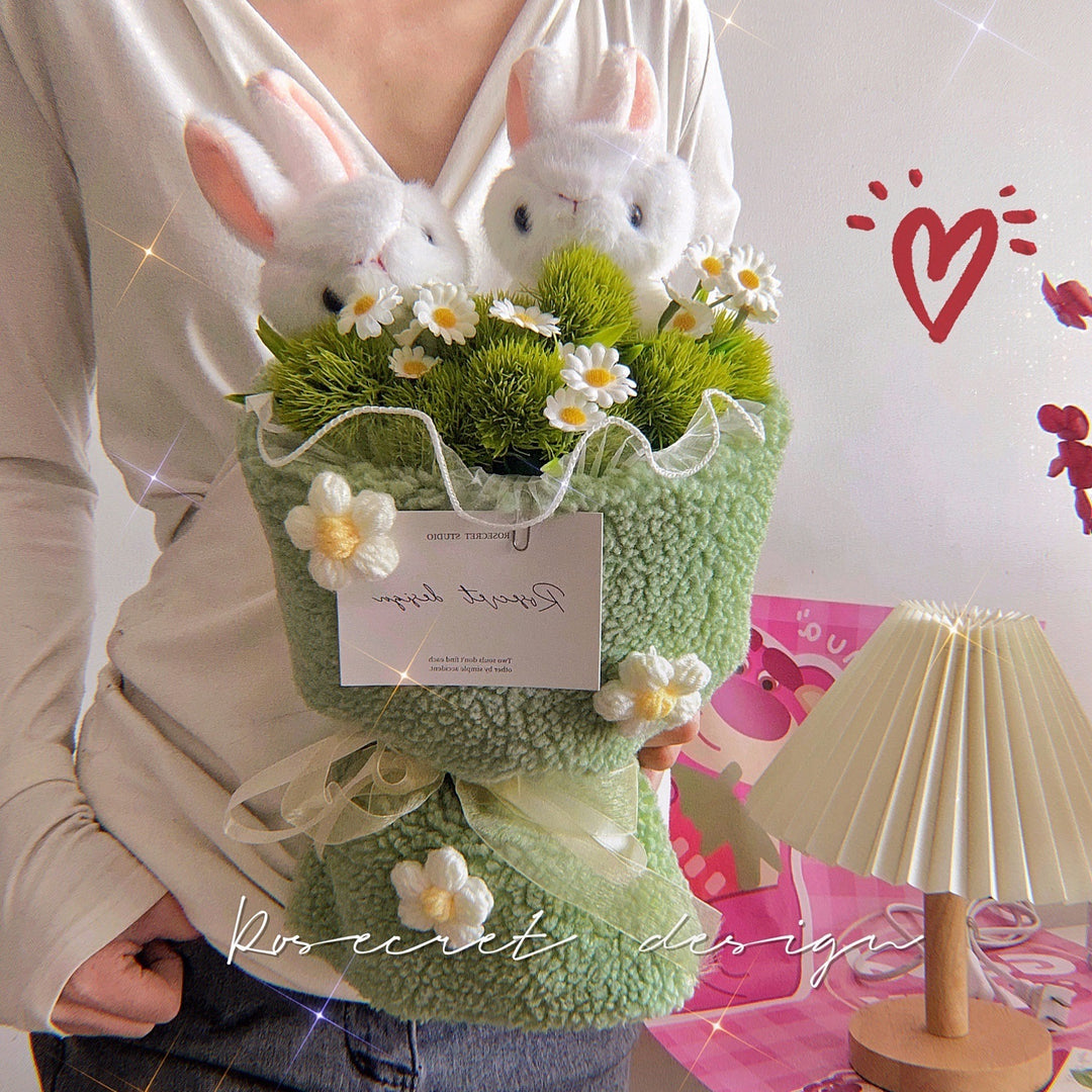 Rabbit Lamb Wheat Doll Bridal Bouquet