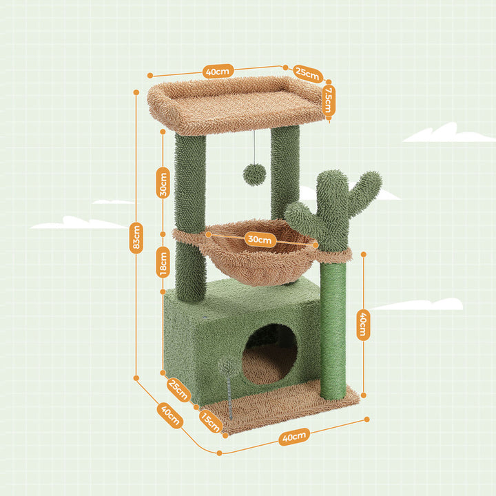 Multi-Level Indoor Cat Tree with Large Condo, Deep Hammock, and Scratching Posts