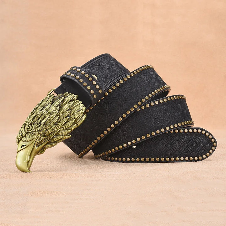 Vintage Western Embossed Leather Belt for Men