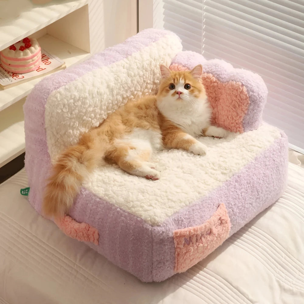 Cozy Cat Sofa Bed – Warm, Thick Cotton Nest for Kittens & Small Pets