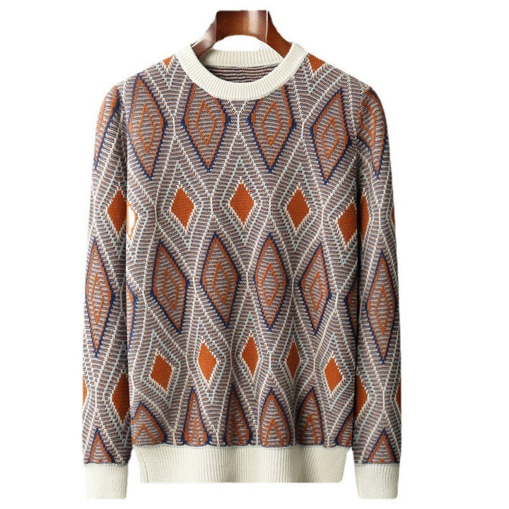 Round Neck Retro Rhombus Bottoming Sweater