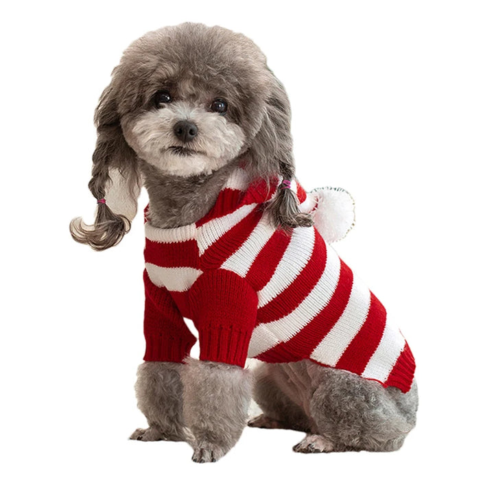 Cozy Knitted Dog Sweater for Small to Medium Dogs - Striped, Winter Warm Pet Clothing