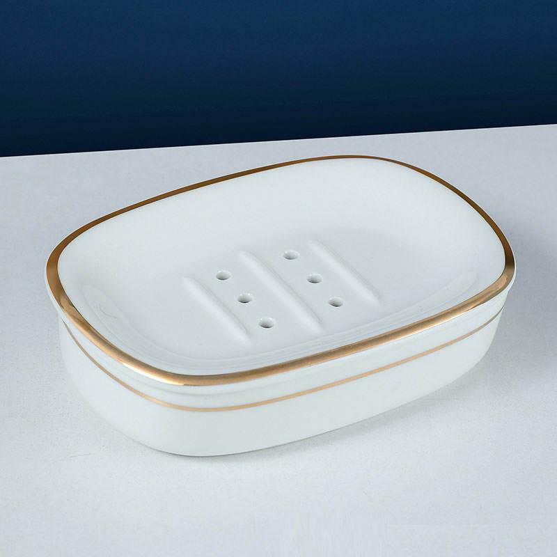 Nordic Gold Inlay Double Layer Ceramic Soap Holder