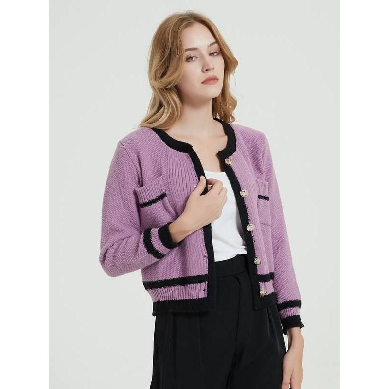 Chic Purple Knit Cardigan