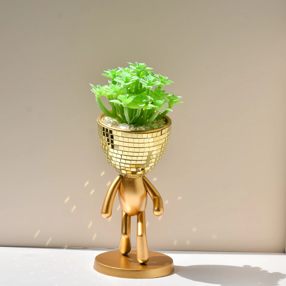 Mirror Disco Walking Man Planter Pot