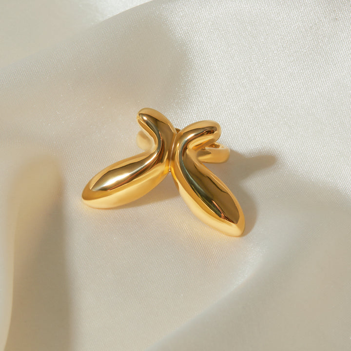 18K Gold-Plated Stainless Steel Butterfly Ring - Elegant Chunky Earrings for Special Occasions