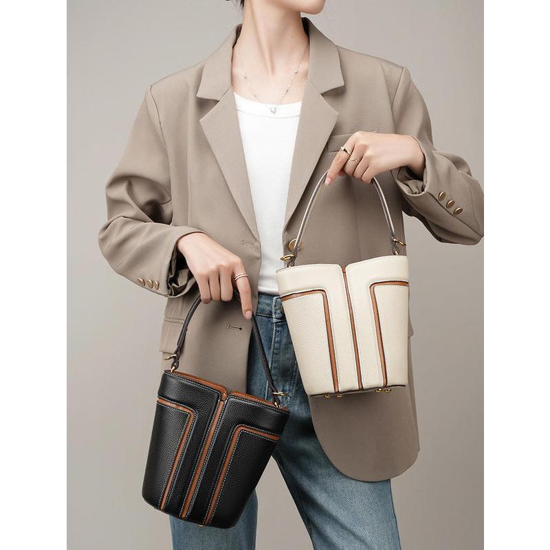 Luxury Leather Bucket Shoulder Bag