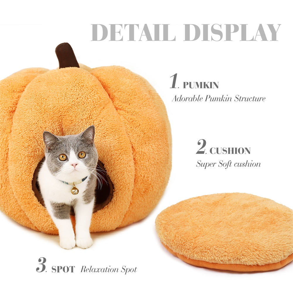 Pumpkin-Shaped Winter Dog Bed