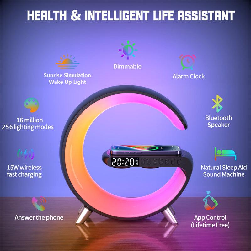 2023 New Intelligent LED Lamp Bluetooth Speake Wireless Charger Atmosphere Lamp App Control For Bedroom Home Decor - Trendha