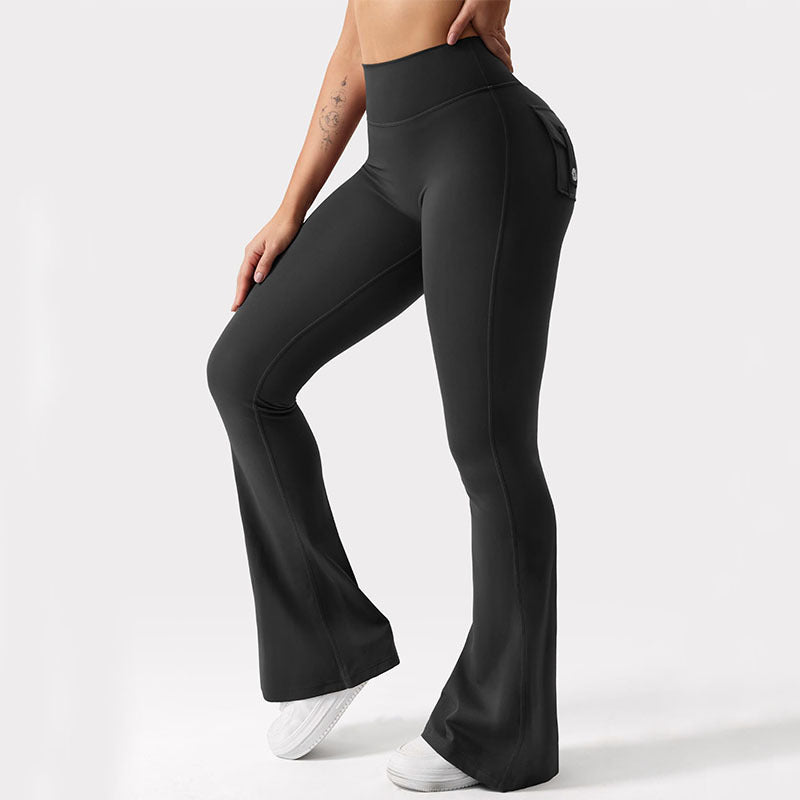 Cargo Pocket Elastic High Waist Workout Women&