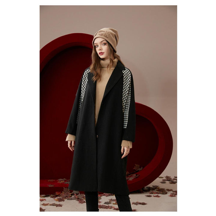 Black Spliced Wool Coat